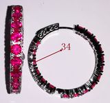 925 Silver Earring Hoop with Red Corundum