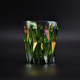 Green Colored Glass Candle Jar with Iridescent
