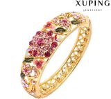 Bangle-72 Fashion Rhinestone Stylish Flower 24k Gold Plated Jewelry Bangle