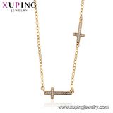 44506 Fashion Charm CZ Colorful Flower Necklace in Gold Plated