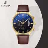 Stainless Steel Chronograph Wrist Watch with Leather Strap 72914