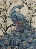 Peacock and Flower Pattern Glass Art Mosaic (CFD216)