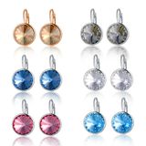 Latest Gold Blue Stone Crystal Jewellery Stud Woman Earring