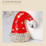 Christmas Gift Metal Crystal Christmas Hat Brooch