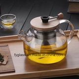 Handmade Clear Glass Flower Teapot with Clear Heat Resistant Teapot