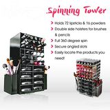 Spinning Acrylic Lipstick Tower Organizer Black Cosmetics Storage Box