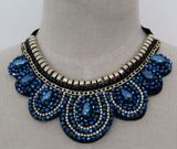 Fashion Costume Blue Crystal Chunky Choker Necklace Jewelry (JE0104-1)