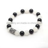 European Jewelry Stainless Steel Metal Logo Beads Agate Bracelet