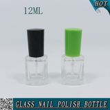12ml Square Clear Glass Nail Polish Bottle with Screw Cap