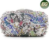 Cute Bird Pattern Evening Crystal Bag Lady Colorful Rhinestones Purse Leb752
