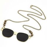 Cute Black Glass Design Alloy Necklace Sweater Chain