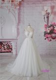 Low Neckline Chiffon Wedding Dress Backless