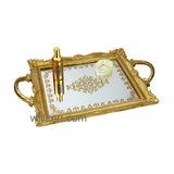 2017 New Wave Luxuxy Gold Resin and Glass Decorative Jewelry Mirror Tray