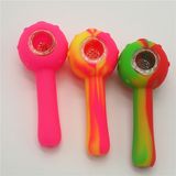 Wholesale 12cm Length Silicone Pipe Tobacco Crystal Glass Smoking Pipes