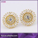 Dubai 24K Gold Fashion Zirconia Jewelry Round Stud Earrings