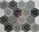 Ceramic Mix Cool Paving Glass Hexagon Shape Bathroom Mosaic (CFC661)