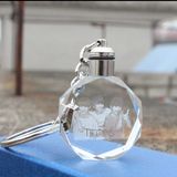 High Quality Laser Engraving LED Light Crystal Key Ring