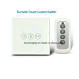 EU Standard Wireless Curtain Switches 1000W, Black Crystal Tempered Touch Glass Panel, RF433MHz, AC110-240V LED Indicator