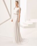 Crystal Back Cap Sleeve Belt Mermaid Bridal Wedding Dress