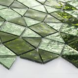 Green Cutting Glass Mosaic Tile Sheets for Backsplash Kitchen