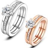 Imitation Jewelry Double Design CZ White Gold Wedding Ring