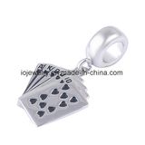 Black Enameled Playing Cards Charm in Steel