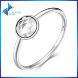 100% 925 Sterling Silver April Droplet, Rock Crystal Finger Ring Women Fashion Jewelry