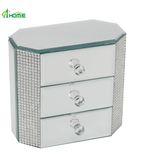 3 Drawers Crystal Edged Mirrored Jewelry Box