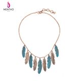 New Cheap Retro Ethnic Feather-Shaped Pendant Female Alloy Short Necklace