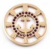 Rose Gold Boat Anchor Coin Plate with Black Crystal