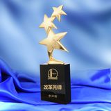 1 Piece 3 Stars Shaped Metal Trophy Crystal Base Grammy Award Movie and TV Stars Trophy Champions League Cup Awards