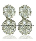 925 Fashion Sterling Silver Zircon Flower Shape Dangle Earrings