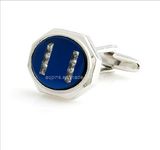 Metal Enamel Cuff Links with Small Diamond