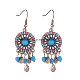 Retro Bohemian Alloy Acrylic Beaded Tassel Earrings Fashion Jewelry