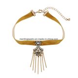 European and American Fashion Ribbon Female Necklace Tassel Design Pendant