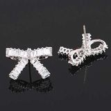 Silver Cubic Zirconia Crystal Diamond Stud Dangle Zircon Earrings