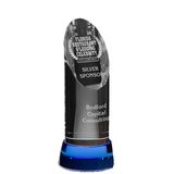 Cylindrical Crystal Trophy Blue Base.