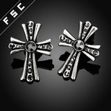 Wholesale Silver Plated Retro Style Cross Stud Esrrings in Crystal