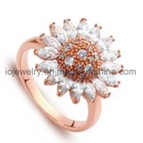 Sunflower CZ Diamond Ring Stainless Steel Jewelry