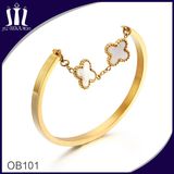 Lucky Girl Shell Charm Bangle with Chain