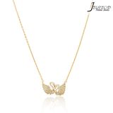 Couple Swan Diamond Pendant Necklace with 18K 24K Gold Plated