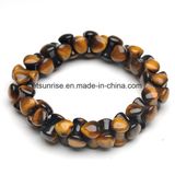 Semi Precious Stone Fashion Crystal Tiger Eye Beaded Bracelet Jewelry