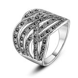 Cheap Price Hollow Black Crystal Women Accessories Finger Ring