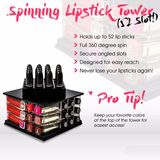 Spinning Lipstick Holder Acrylic Makeup Organizer 52 Clear Large Storage Slots