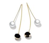 Top Quality White/Black Imitation Pearl Earrings 75mm Long Gold Color Drop Earrings for Women Wedding Jewelry Girl Gifts