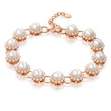 Wholesale Alloy Antique Gold Plating Pearl Fashion Jewelry Charm Bracelet