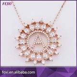 Horse Eye Shape Stone Round Design Letter a Pendant