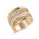 Zinc Alloy Fashion Jewelry Rhinestone Gold Ring for Women