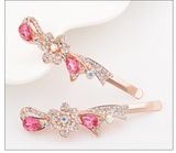 Hair Styling Tools Women Gold Plated White Rhinestone Hair Clip