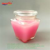 Pink Frosted Glass Holder Scented Candle with Crystal Lid